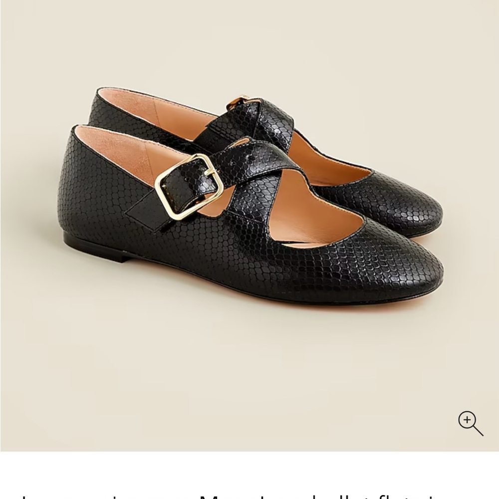 J Crew Logan crisscross Mary Jane ballet flats in snake-embossed Italian leather